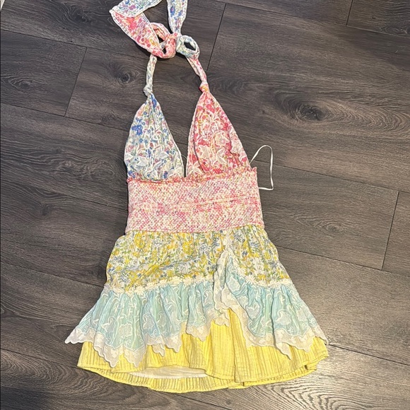LoveShackFancy Multicolor Floral Mini Dress - Picture 1 of 3